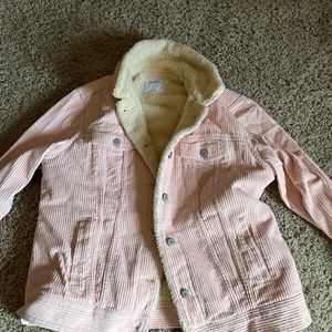 Great buy! Pink corduroy jean jacket w fleece lining